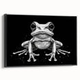 Framed wall art featuring a vibrant frog design from the 'Animals A Wild Life' collection, showcased in a sleek black frame against a neutral background. Ideal for nature lovers and home decor enthusiasts seeking unique wildlife art.