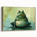 Framed wall art featuring a vibrant frog design from the 'Animals: A Wild Life' collection, showcasing rich colors and intricate details against a gold background. Perfect for nature lovers and modern decor enthusiasts.
