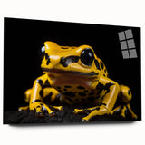 Side view of an acrylic glass wall art piece featuring a vibrant frog design, showcasing intricate details and colors, ideal for adding a whimsical touch to any decor.