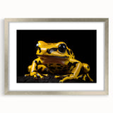 Framed wall art featuring a vibrant frog design, elegantly matted in silver, perfect for animal lovers looking to enhance their decor with nature-inspired art.