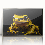 Framed acrylic wall art featuring a vibrant frog design from the "Animals: A Wild Life" collection, showcasing detailed colors and textures in a sleek silver frame. Perfect for nature enthusiasts and modern decor.