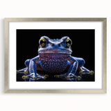 Framed wall art collection showcasing a vibrant frog design, featuring a silver frame and mat, perfect for adding a touch of nature-inspired decor to any space.