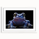Framed wall art collection featuring a vibrant frog design, set in a sleek white mat and frame, perfect for adding a touch of nature-inspired decor to any space.
