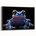 Framed wall art featuring a vibrant frog design from the Animals A Wild Life collection, showcasing intricate details and a sleek black frame, perfect for nature enthusiasts' decor.