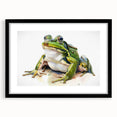 Framed wall art featuring a vibrant frog design from the Animals A Wild Life collection, showcasing a black frame and mat, perfect for nature-themed decor.