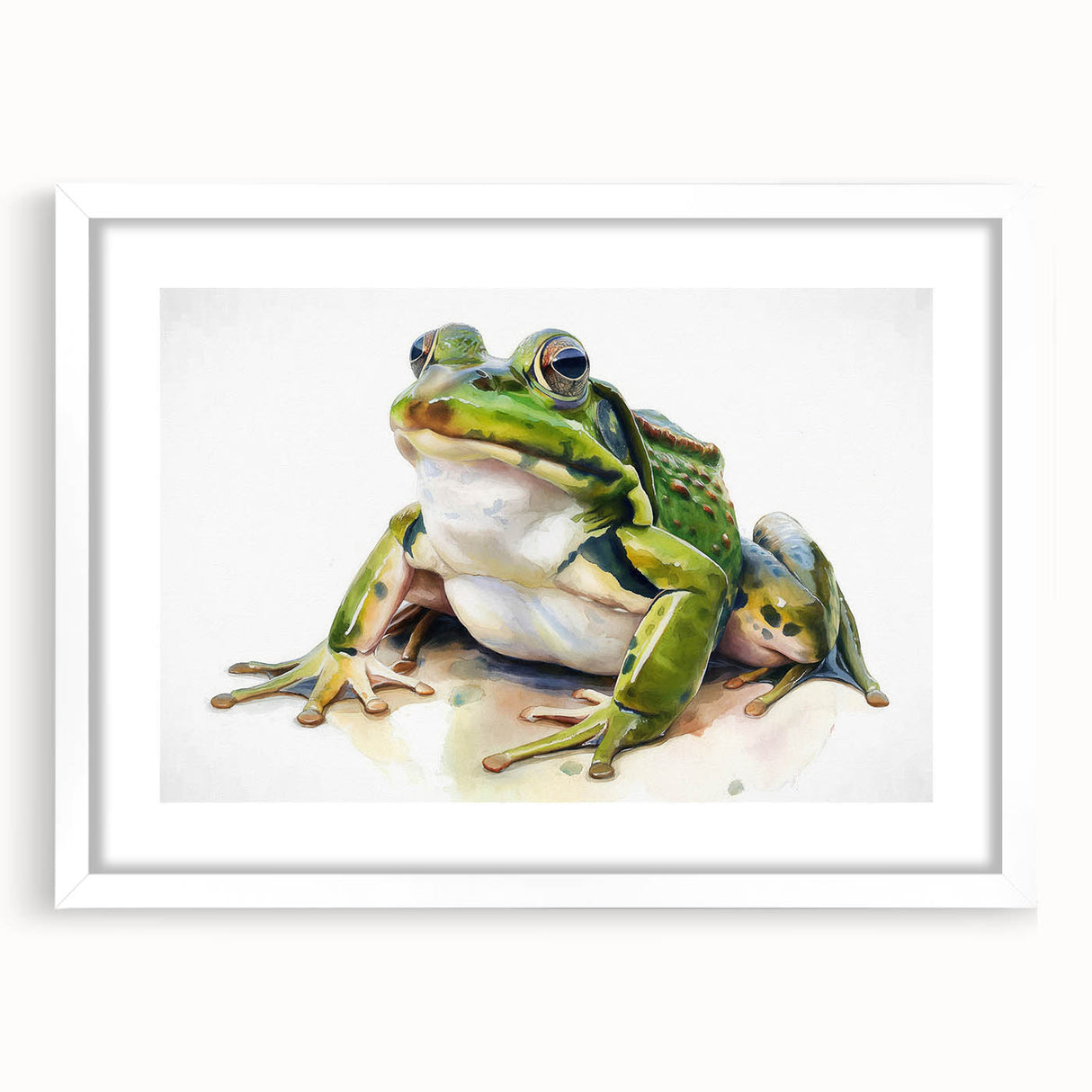 Framed wall art featuring a vibrant frog design from the "Wild Life" collection, showcasing rich green hues and intricate details, perfect for nature enthusiasts.