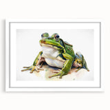 Framed wall art featuring a vibrant frog design from the "Wild Life" collection, showcasing rich green hues and intricate details, perfect for nature enthusiasts.