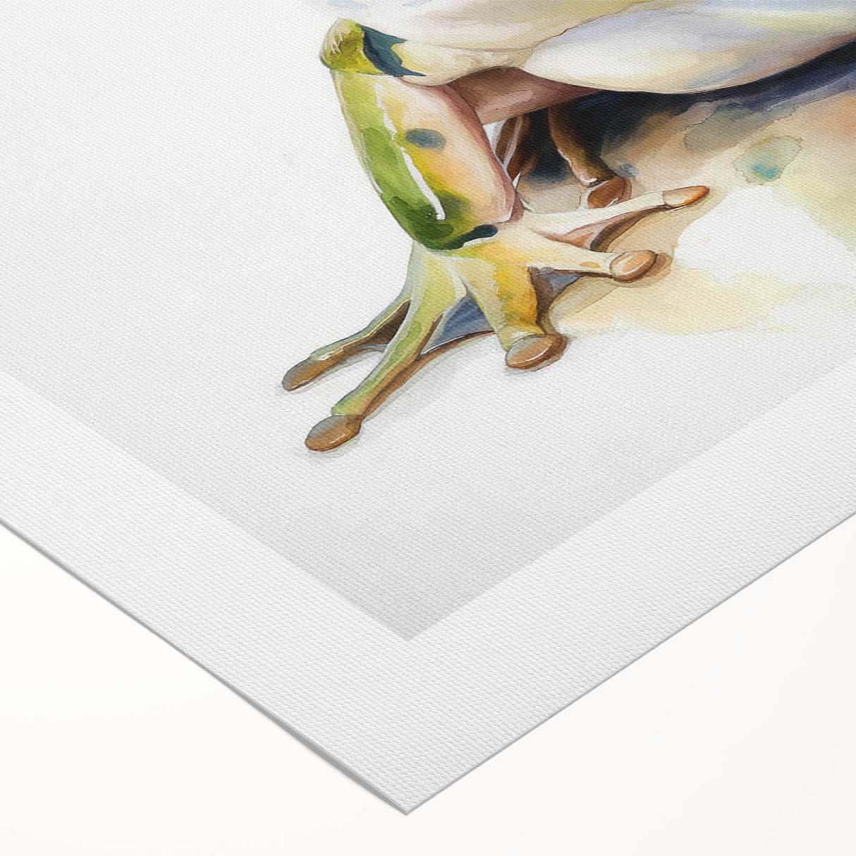 Vibrant rolled canvas print showcasing a detailed frog design, perfect for wildlife enthusiasts. Ideal for home decor, featuring rich colors and intricate patterns.