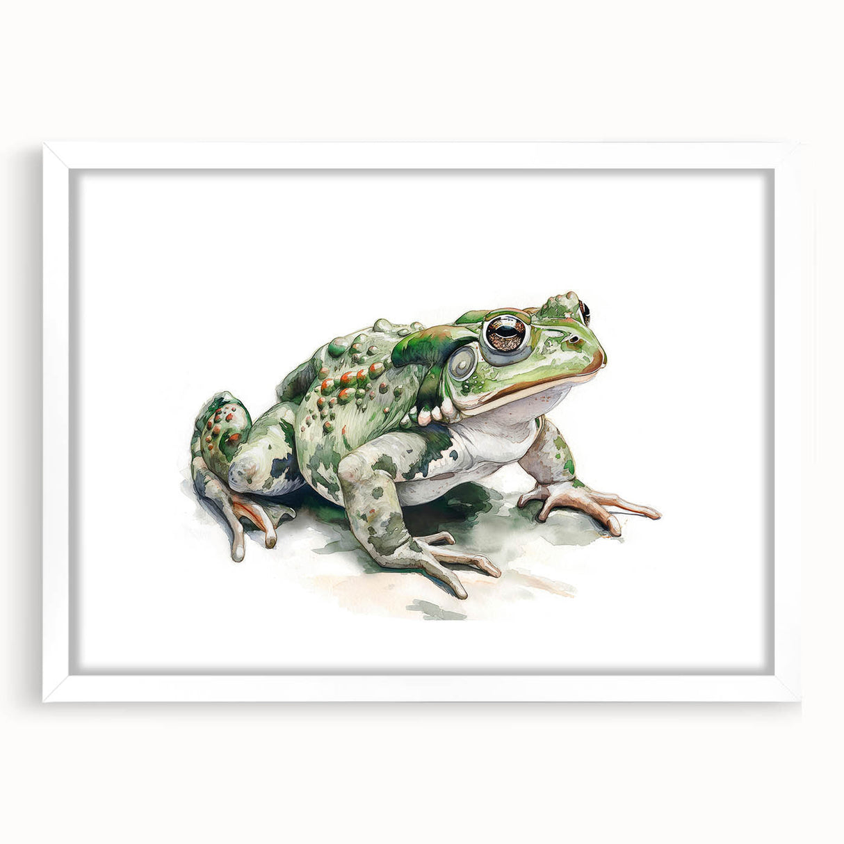 Framed wall art collection featuring a vibrant frog design, set against a white mat, showcasing a playful wildlife theme perfect for enhancing any room's decor.