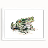Framed wall art collection featuring a vibrant frog design, set against a white mat, showcasing a playful wildlife theme perfect for enhancing any room's decor.