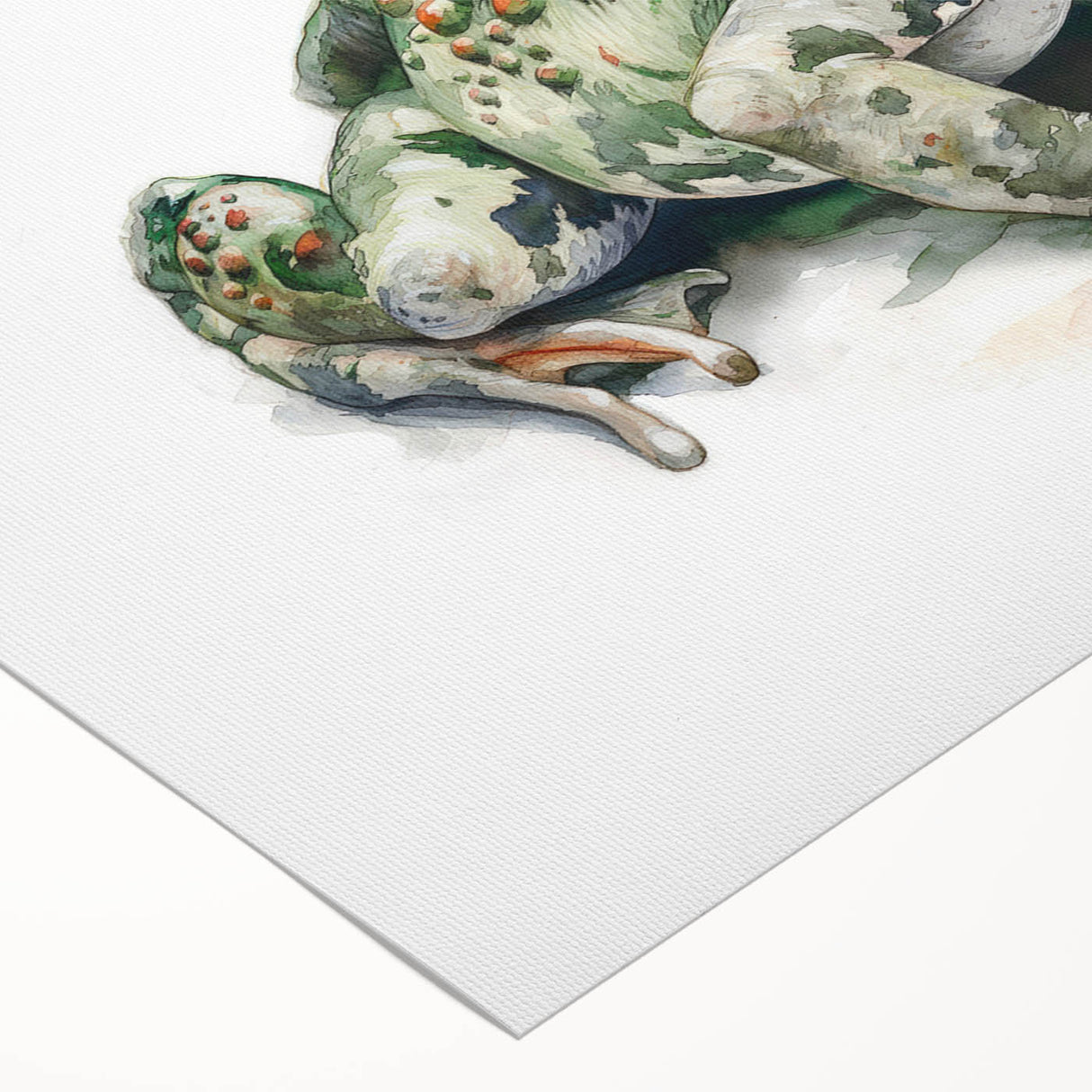 Colorful rolled canvas art showcasing a vibrant frog design from the Wild Life collection, highlighting detailed textures and lively colors, perfect for nature-themed decor.