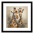 Stylish wall art featuring a giraffe design in a sleek black frame with matting, perfect for enhancing modern decor and celebrating wildlife aesthetics.