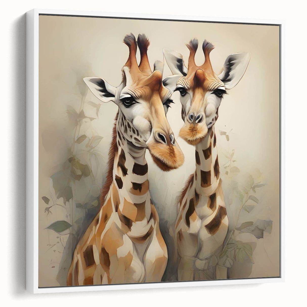 Framed wall art featuring a graceful giraffe design, showcasing intricate details and vibrant colors on a textured canvas, ideal for wildlife enthusiasts.