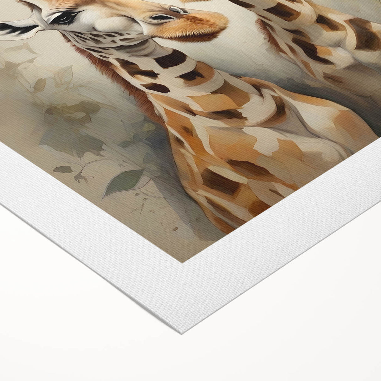 Giraffe-themed rolled canvas wall art showcasing a vibrant design inspired by African wildlife, featuring intricate details and rich colors, ideal for home decor.