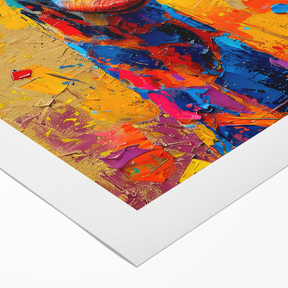 Giraffe wall art print on rolled canvas showcasing vibrant colors and intricate design, perfect for animal lovers and home decor enthusiasts. Ideal for enhancing living spaces with a touch of nature.