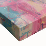 Close-up of a vibrant giraffe design on stretched canvas, showcasing intricate details and rich colors, perfect for wildlife-themed home decor or art collection.