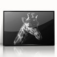 Framed acrylic wall art featuring a vibrant giraffe design with a black frame, perfect for adding a touch of wildlife elegance to home decor. The artwork showcases the majestic giraffe in a colorful, artistic style, making it a captivating focal point in any room. Ideal for animal lovers and modern interior design.