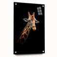 Side view of a vibrant giraffe design wall art piece made from acrylic glass, showcasing intricate details and colors, perfect for wildlife-themed decor.