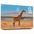 Vibrant acrylic glass wall art featuring a stylish side view of a giraffe, designed for wildlife enthusiasts, showcasing intricate details and colors. Perfect for home decor to enhance any space with a nature-inspired aesthetic.