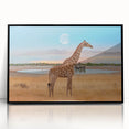 Framed wall art featuring a vibrant giraffe design in black acrylic, showcasing intricate details and colors, perfect for animal lovers and home decor enthusiasts.