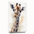 Acrylic glass wall art featuring a colorful giraffe design set against a vibrant nature backdrop, showcasing intricate details and a contemporary style, perfect for animal lovers and modern decor.