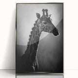 Framed wall art featuring a stunning giraffe design in vibrant colors, showcasing intricate details and textures, perfect for adding a touch of wildlife decor to any space.