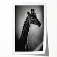 Stylish wall art print featuring a vibrant giraffe design, showcasing intricate details and bold colors, perfect for enhancing any contemporary decor.