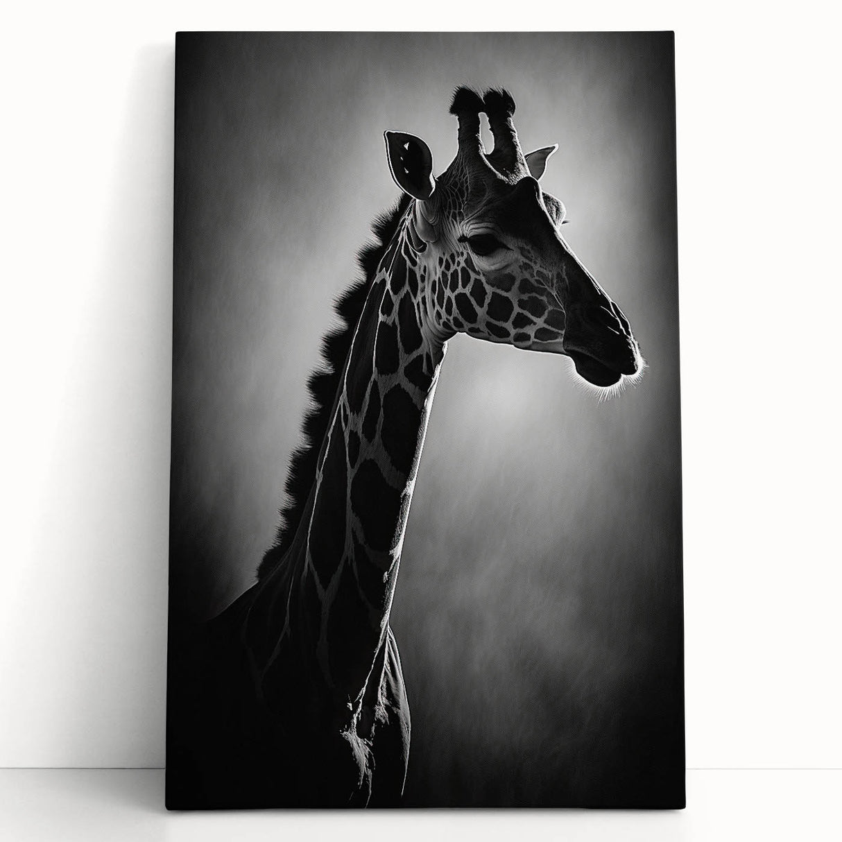 Stretched canvas wall art featuring a vibrant giraffe design in a colorful, abstract style, perfect for enhancing modern home decor and wildlife-themed spaces.