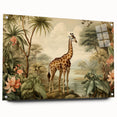 Acrylic glass wall art featuring a vibrant giraffe design from the Animals A Wild Life collection, showcasing intricate details and colors, mounted with pins for easy display.