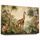 Elegant acrylic wall art featuring a side view of a giraffe against a vibrant, abstract background, perfect for animal lovers and home decor enthusiasts.