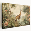Giraffe-themed wall art on stretched canvas showcasing a colorful, abstract design. Perfect for nature enthusiasts, this vibrant piece adds a touch of wildlife elegance to any room.