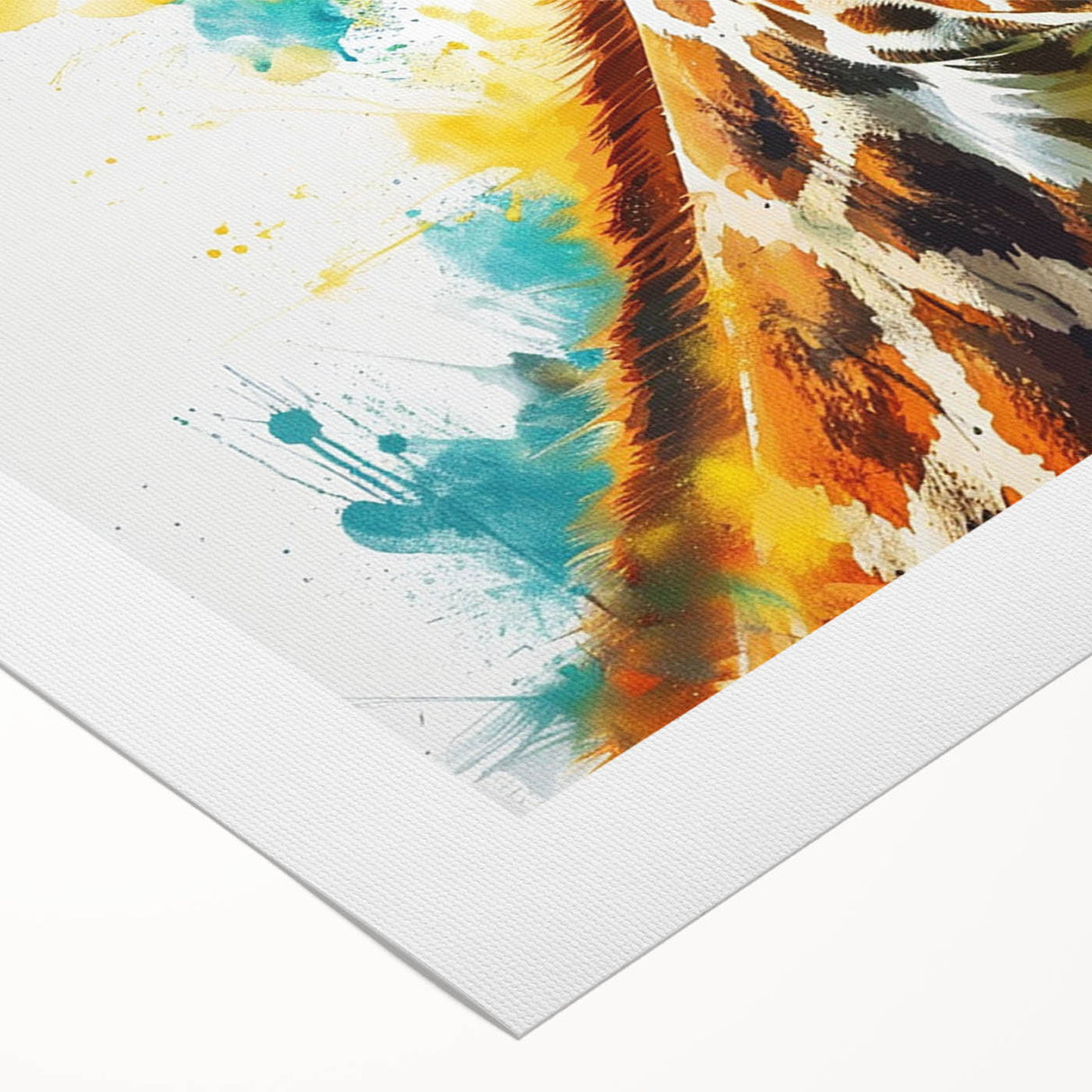 Giraffe wall art design on rolled canvas showcasing vibrant colors and intricate details, ideal for adding a touch of wildlife decor to any space.