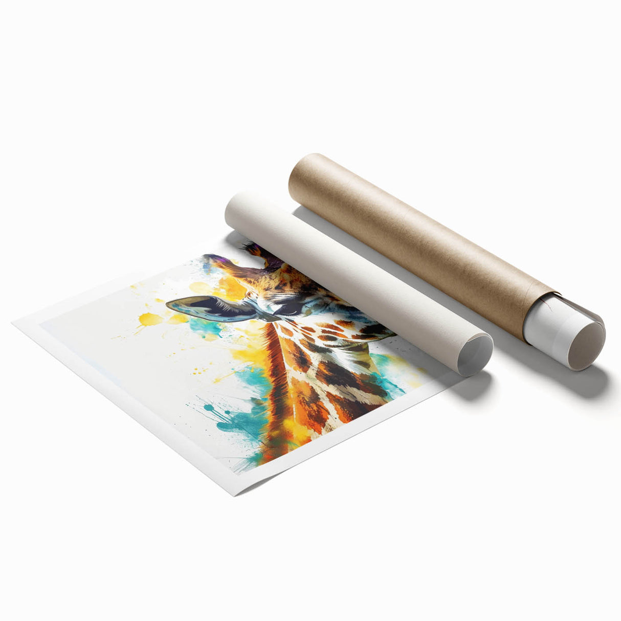 Giraffe-themed wall art print showcasing a vibrant design with earthy tones and intricate patterns, perfect for animal lovers and safari decor enthusiasts.