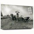 Acrylic wall art featuring a side view of a goat design with vibrant colors, displayed with pins on a neutral background, perfect for animal lovers and home decor enthusiasts.