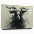 Acrylic wall art featuring a side view of a goat design, showcasing intricate details and vibrant colors, mounted with pins for a modern display. Ideal for wildlife enthusiasts and home decor.