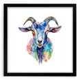 Black-framed wall art featuring a whimsical goat design from the 'A Wild Life' collection, perfect for animal lovers and home decor enthusiasts. The mat adds a stylish touch to enhance any living space.