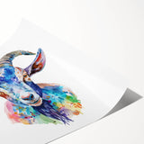 Rolled print of a goat design from the "Animals: A Wild Life" collection, showcasing detailed artwork in vibrant colors, perfect for wildlife enthusiasts and home decor.