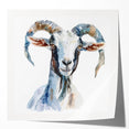 Colorful goat-themed wall art design on glossy canvas, showcasing vibrant wildlife illustrations, perfect for adding a touch of nature to any room decor.