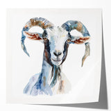Colorful goat-themed wall art design on glossy canvas, showcasing vibrant wildlife illustrations, perfect for adding a touch of nature to any room decor.