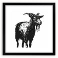 Black-framed wall art featuring a majestic goat design from the 'Animals: A Wild Life' collection, showcasing intricate details and vibrant colors, perfect for wildlife enthusiasts and home decor.