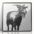 Framed wall art featuring a striking goat design from the "Wild Life" collection, displayed in a sleek black frame with acrylic front, perfect for animal lovers and modern decor.