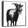 Framed canvas wall art showcasing a striking black goat design from the "Animals: A Wild Life" collection, highlighting intricate details and textures, perfect for animal lovers.