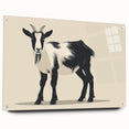 Side view of a modern goat design wall art piece from the 'A Wild Life' collection, featuring vibrant colors and acrylic glass finish, displayed with pins for easy mounting.
