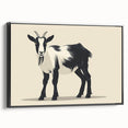 Framed canvas wall art featuring a striking goat design, showcasing intricate details and vibrant colors, set against a sleek black frame for a modern aesthetic. Ideal for animal lovers and art enthusiasts, this piece adds a unique touch to home decor.