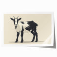 Rolled wall art print featuring a whimsical goat design, showcasing vibrant colors and intricate details, perfect for animal lovers and home decor enthusiasts.