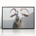 Framed wall art featuring a stylish goat design, showcasing a black acrylic frame and vibrant colors, perfect for enhancing modern decor in any room.