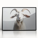 Framed wall art featuring a stylish goat design, showcasing a black acrylic frame and vibrant colors, perfect for enhancing modern decor in any room.