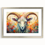 Framed wall art collection featuring a silver-matted design of a goat, showcasing intricate wildlife artistry. Ideal for nature lovers and home decor enthusiasts.