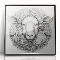Framed wall art featuring a modern goat design in black acrylic, showcasing intricate details and vibrant colors, perfect for animal lovers' home decor.