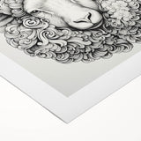 Rolled canvas wall art showcasing a whimsical goat design, ideal for animal lovers, featuring vibrant colors and intricate details, perfect for home decor.